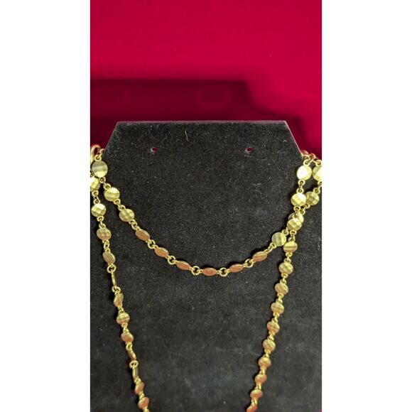 Premier Designs Gold Tone Faceted Disc Bead Chain Necklace Long Layering 36 In - Picture 2 of 6